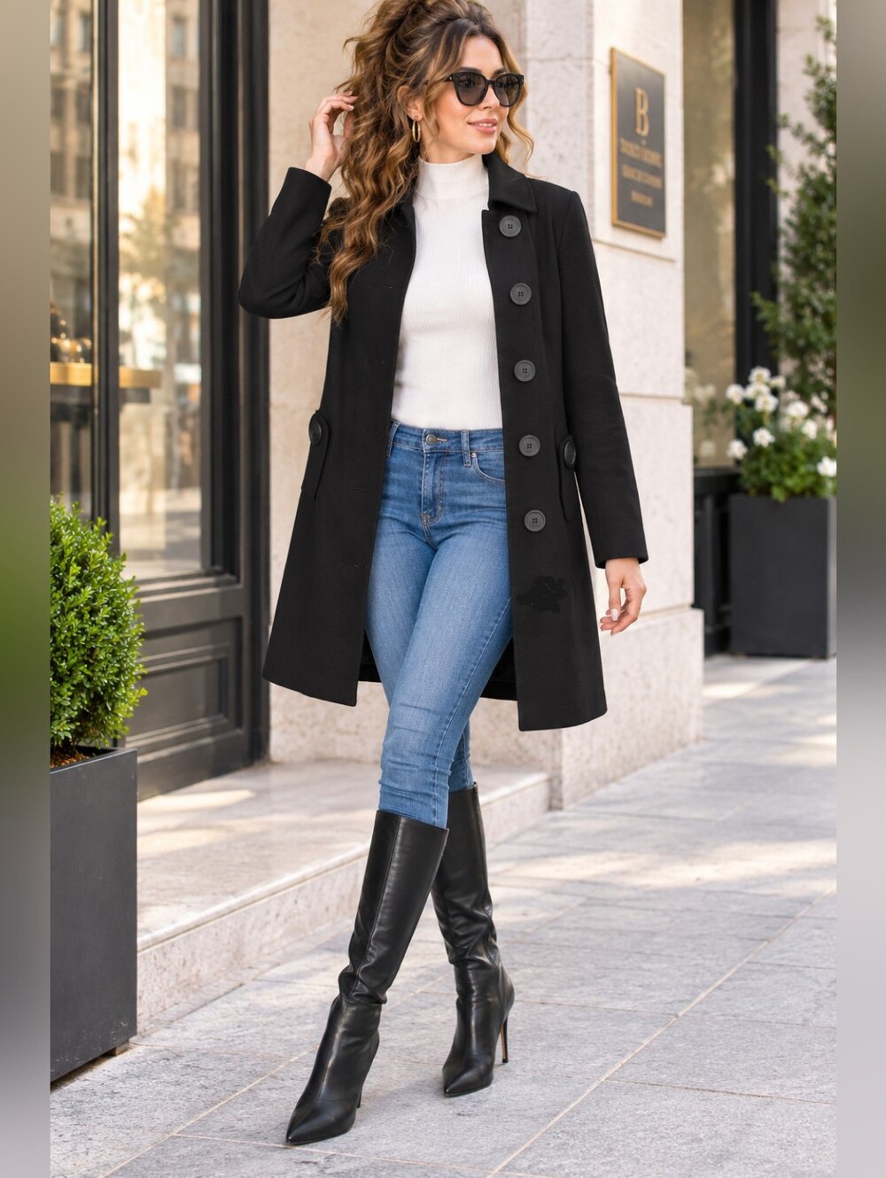 INC Black Cotton Trench Coat Small Lightweight Button Front Spring Fall Jacket - Picture 3 of 16